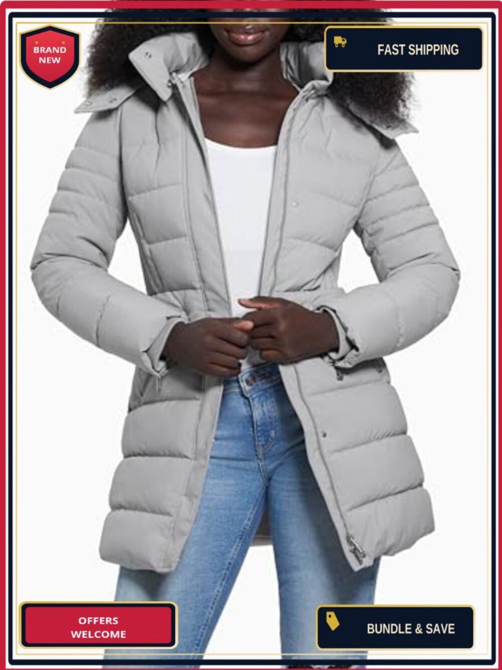GUESS Women's Calgary Long Hood Puffer Jacket